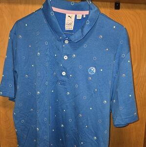 Puma Blue Polos with Subtle Pattern